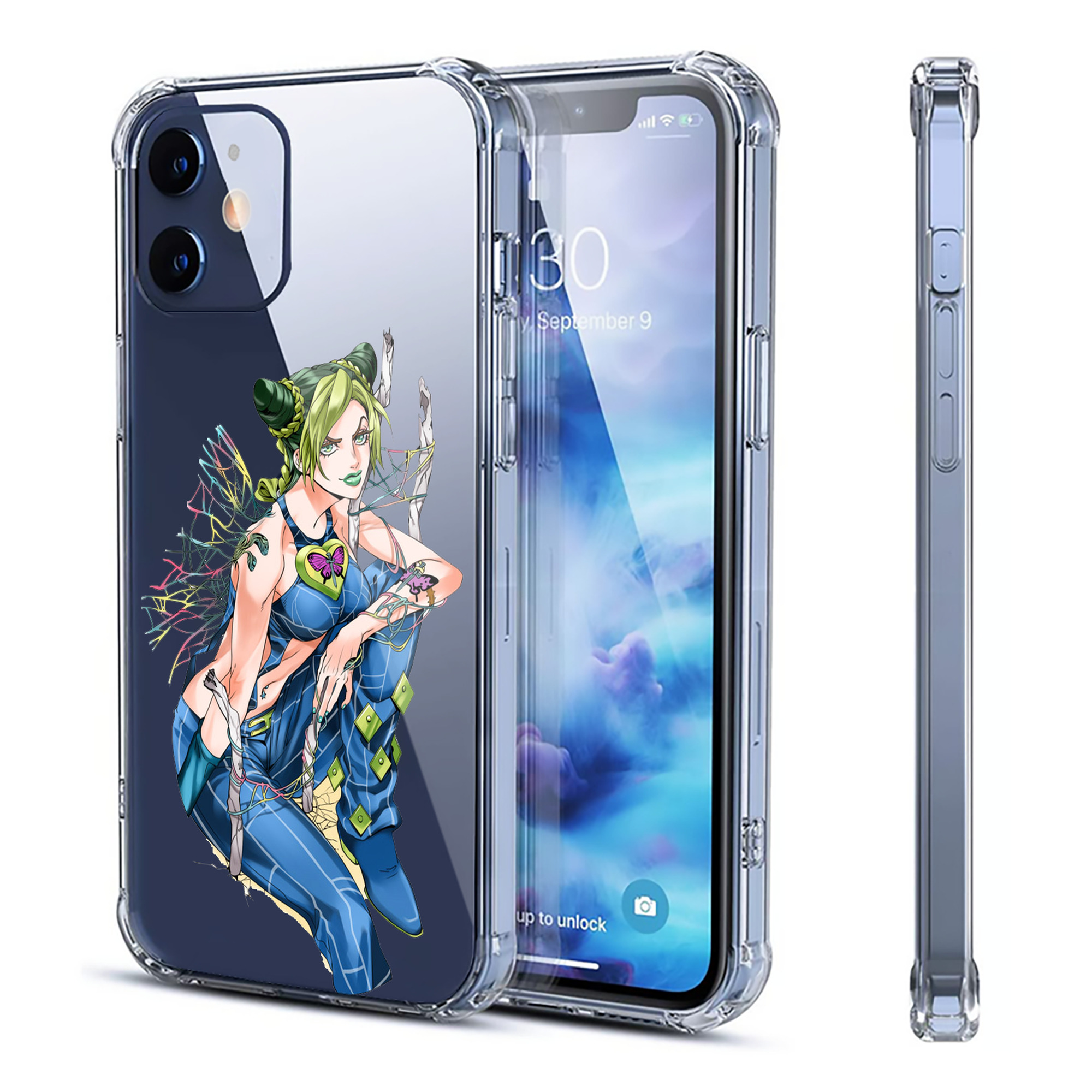 （画像用） "ジョジョの奇妙な冒険 くうじょう ジョリーン JoJo's Bizarre Adventure Jolyne Cujoh " 【iPhone 12シリーズ対応】透明スマホケース（クリアソフトケース）